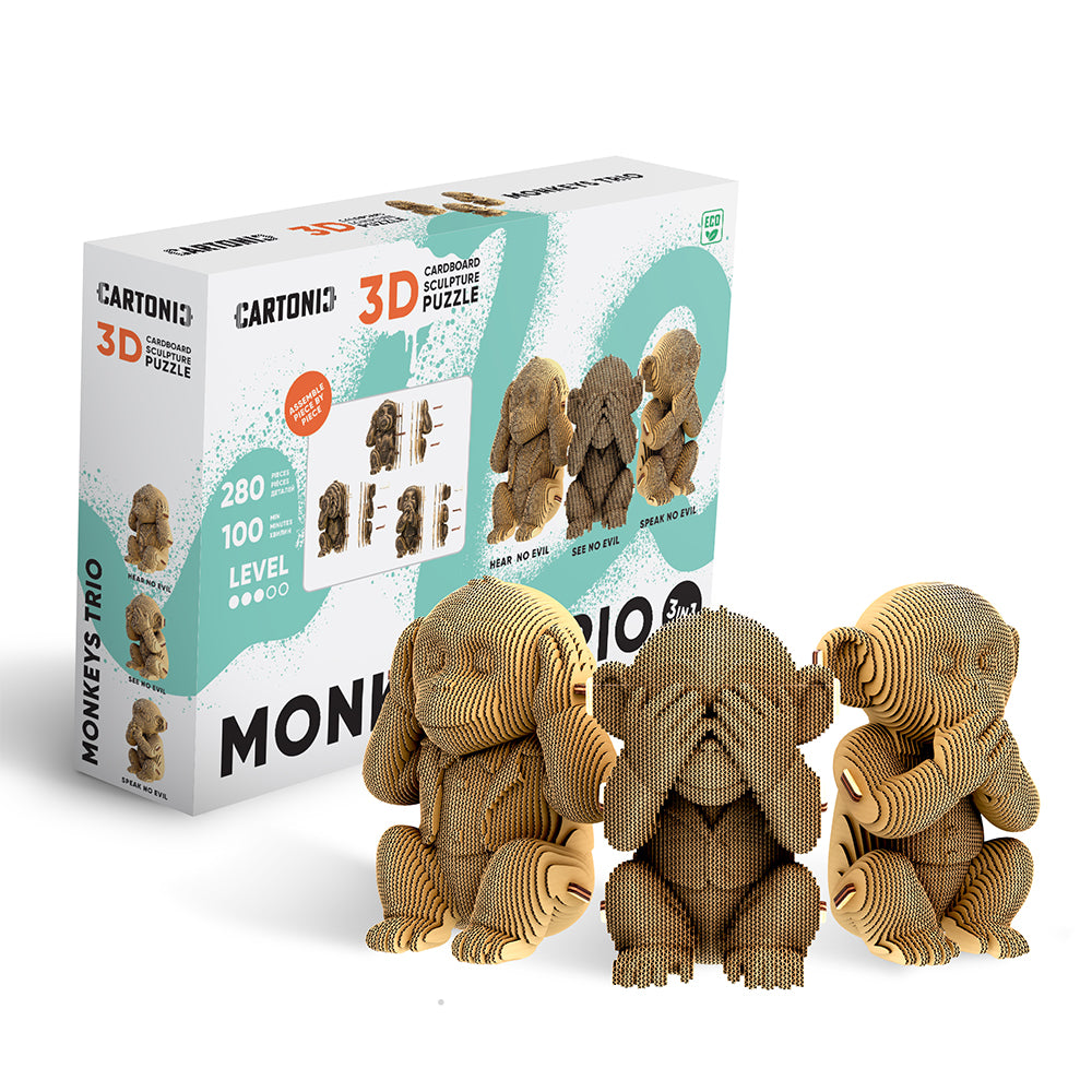 MONKEYS TRIO Cartonic 3D Puzzle – CARTONIC® Official Store MONKEYS TRIO Cartonic 3D Puzzle – CARTONIC® Official Store