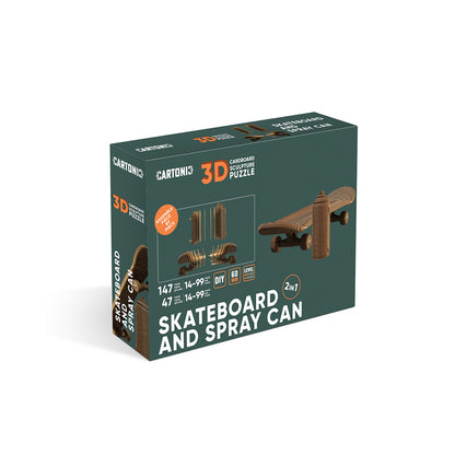 SKATEBOARD AND SPRAY CAN Cartonic 3D Puzzle