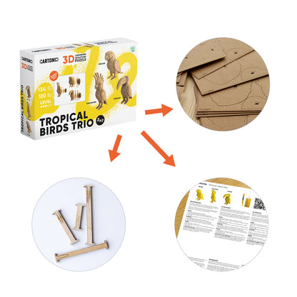 TROPICAL BIRDS TRIO Cartonic 3D Puzzle